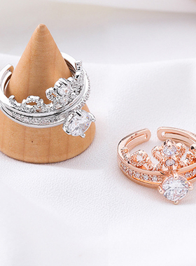 银色漂亮可调节大小开口戒指