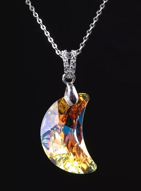 彩衣阁时尚奥地利水晶星星月亮项链女新颖漂亮百搭闪亮日韩风饰品