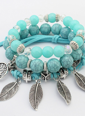 羽毛多种颜色波西米亚风手链