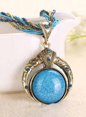 彩衣阁民族风多色复古宫廷项链