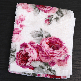 日本进口高颜值玫瑰印花超柔软毛巾面巾洗脸巾多用巾一巾多用