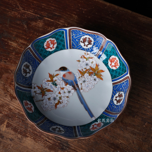 【原装进口正品】九谷烧美山窑陶瓷樱花雀鸟汤面碗大号饭碗水果钵