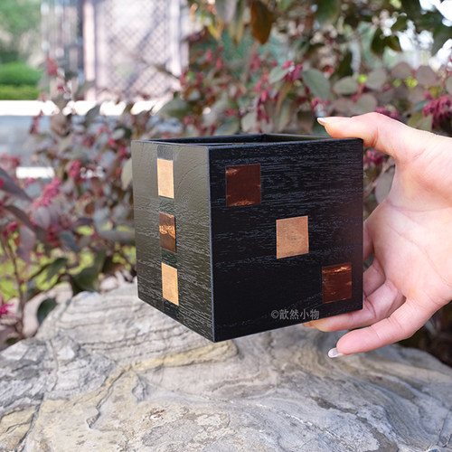 日本代购正品 传统手工艺 角馆八柳野山樱树皮桦细工 樱花笔筒