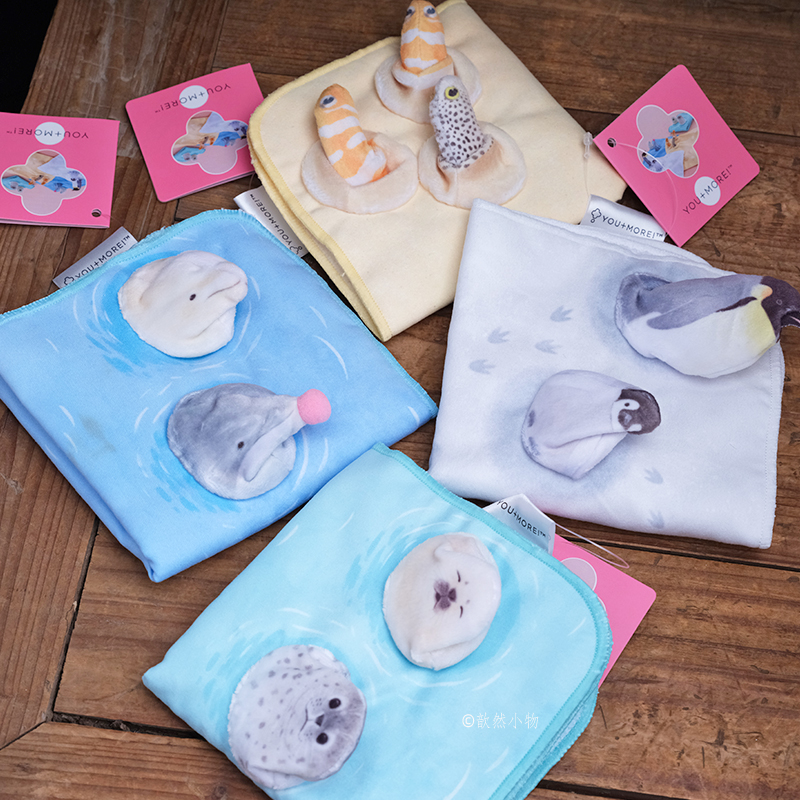 日本进口正版芬理希梦YOU+MORE水族馆立体卡通小毛巾手帕擦眼镜布