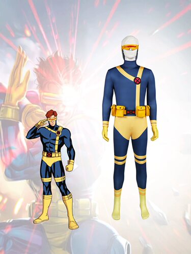复联5X战警镭射眼斯科特经典款cos服连体紧身衣全套万圣节cosplay
