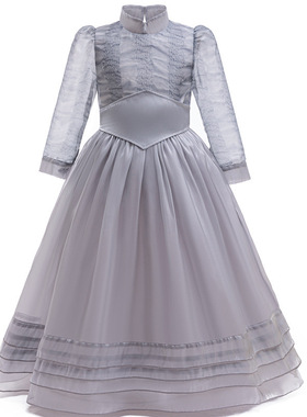 欧爽 跨境新款阴间大法师2cosplay灰色公主裙万圣节女童角色装扮