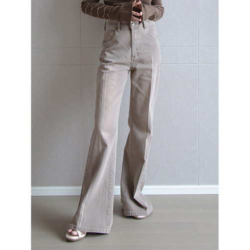 高腰长款丹宁布秋冬牛仔裤