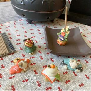 ZAKKA日本进口陶制紫砂和风盘香炉田园居室家居用品达摩猫咪