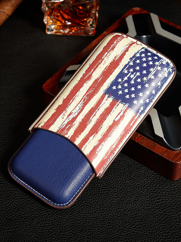 LUXFO雪茄盒便捷式皮套雪茄保护套3支装雪茄盒出差旅行随身烟盒