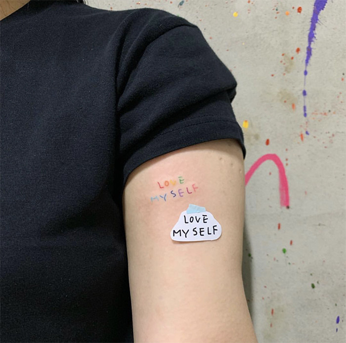 hge tattoo独家手绘 泫雅风彩色字母韩系简约防水纹身贴 859