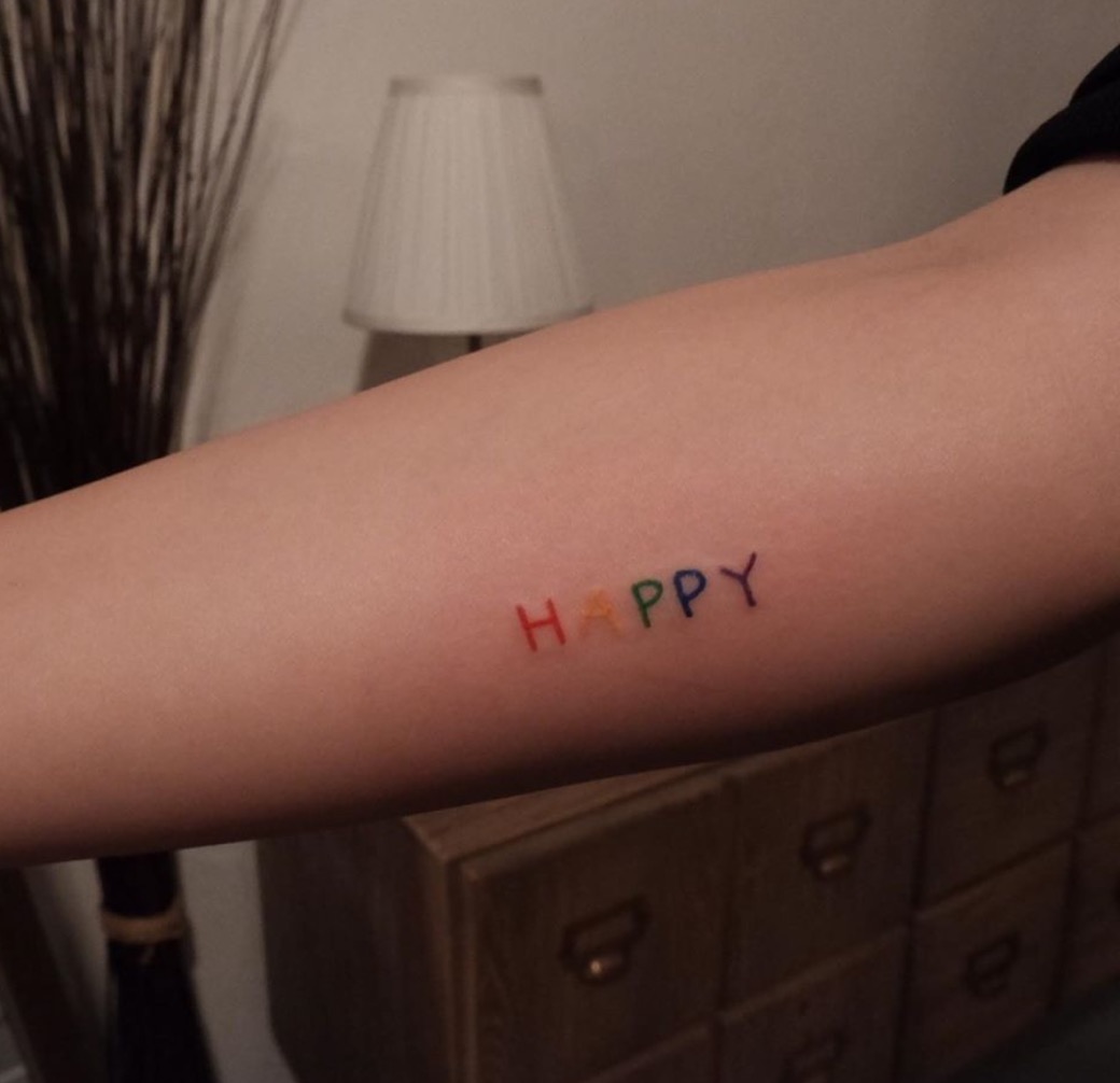 HGE TATTOO独家手绘 HAPPY字母韩系小清新防水纹身贴A333