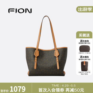 Fion 菲安妮老花托特包新款 大容量秋冬大包包通勤小众手提斜挎包