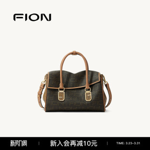 Fion 菲安妮老花托特包通勤简约手提公文包大容量单肩斜挎包包女