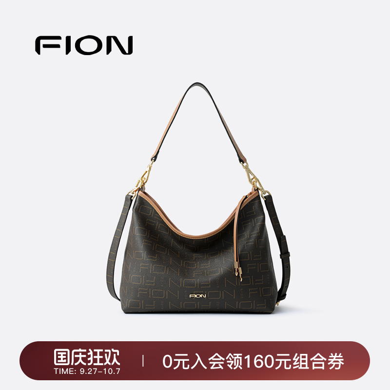 Fion/菲安妮老花托特包新款复古单肩腋下包包女通勤大容量