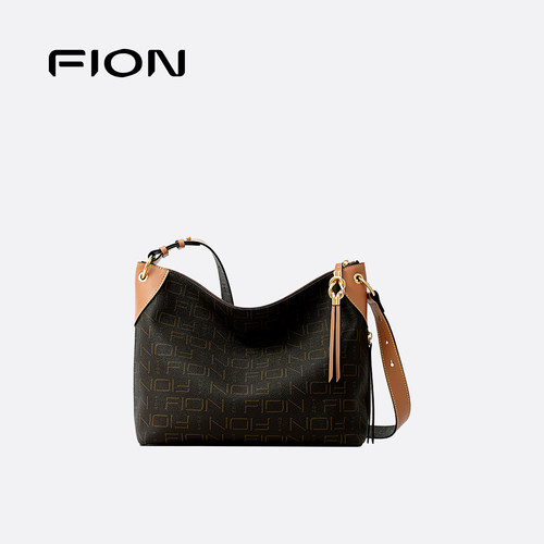 Fion/菲安妮莫相离老花托特包通勤大容量hobo包女单肩斜跨包包