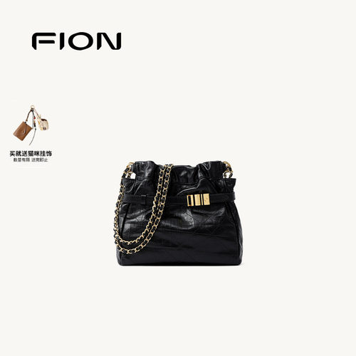 FION音符真皮流浪包链条包