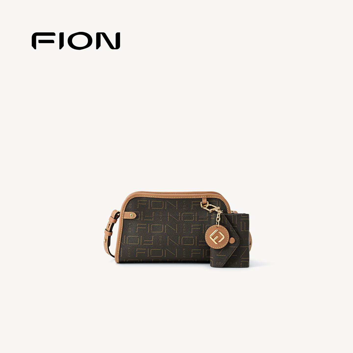 Fion/菲安妮老花贝壳包25年新款通勤公文包大容量单肩斜挎包包女