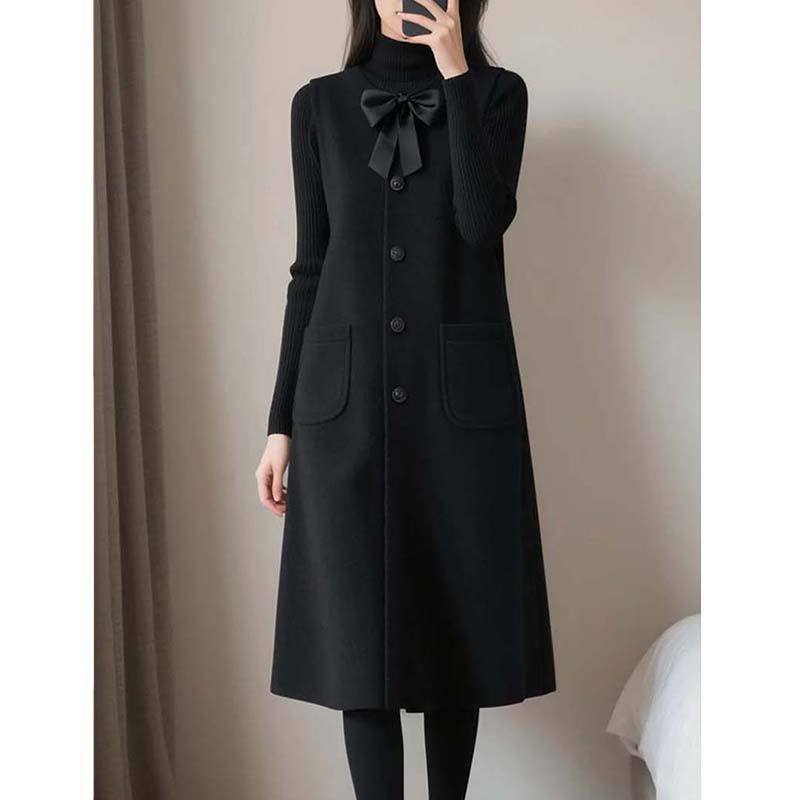 设计感复古遮肉背心连衣裙2025秋冬新款减龄气质显瘦韩版马甲裙女,女装/女士精品,连衣裙,淘宝优惠券,粉丝福利购,淘宝优惠卷