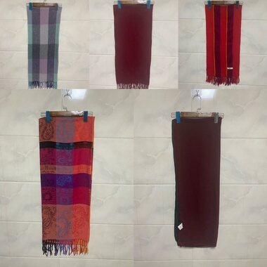 天天古着长款羊毛围巾vintage日本格子复古秋冬围脖L1l