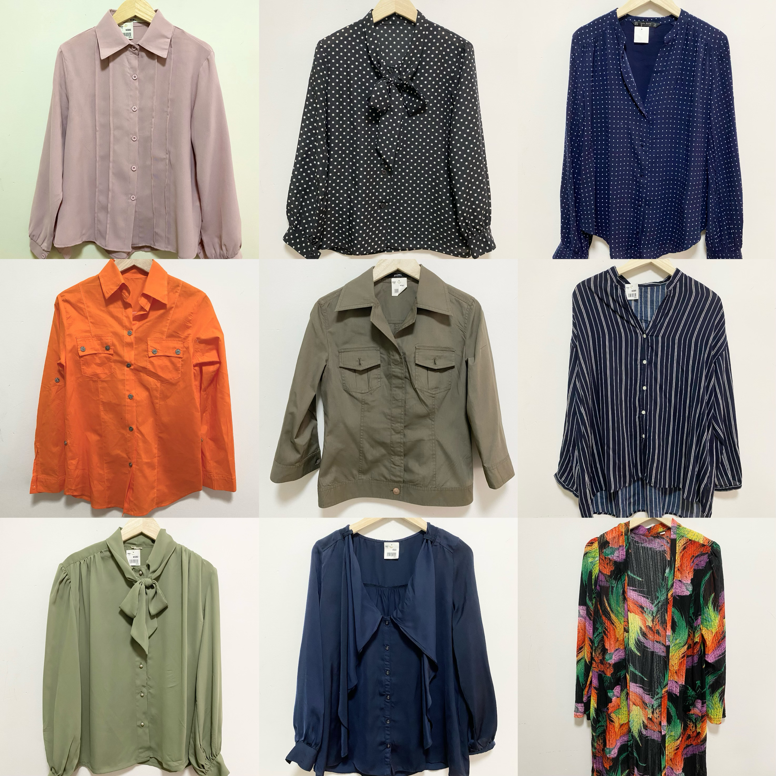 天天古着纯色少女衬衫vintage日本系带衬衫复古港风衬衣上衣S002