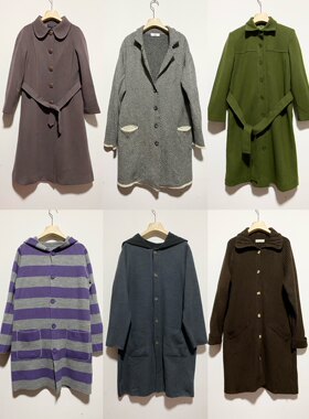 天天古着长款毛衣外套秋冬vintage日本长袖羊毛连衣裙（M02f