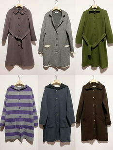 天天古着长款毛衣外套秋冬vintage日本长袖羊毛连衣裙(M02f