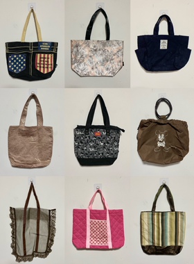 天天古着大布包vintage日本中古帆布包拎袋森系收纳手提包