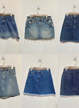 天天古着辣妹复古低腰千禧A字牛仔半身短裙包臀裙N01