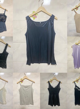 天天古着春夏吊带背心vintage日本复古蕾丝美背外穿性感打底