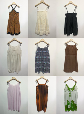 天天古着吊带连衣裙vintage日本棉少女裙森系小清新吊带裙L160f