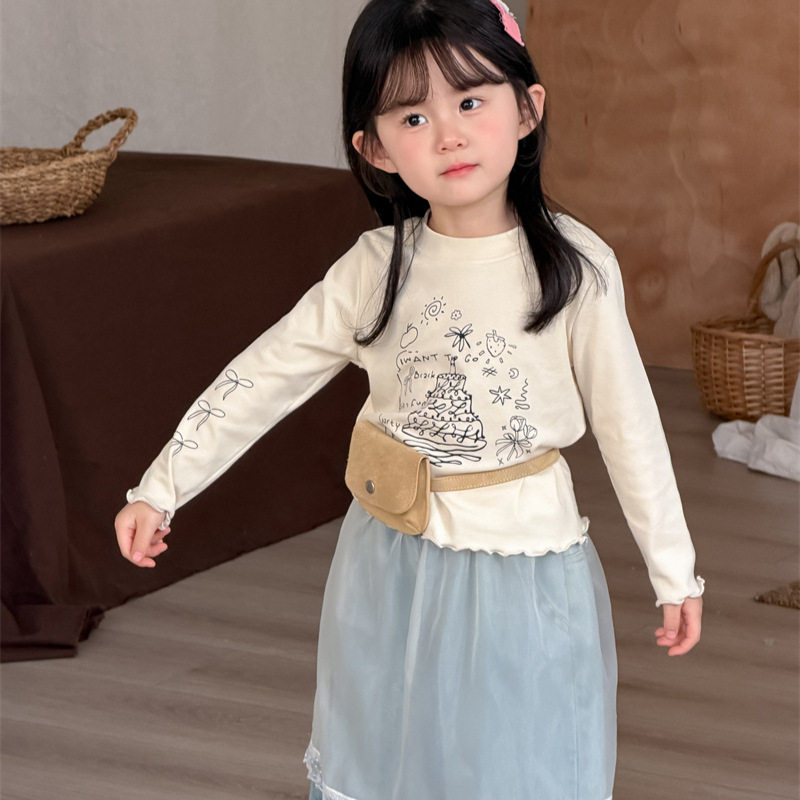 韩版2026春季新品儿童涂鸦简约长袖T恤女童宝宝圆领打底衫上衣潮,童装/婴儿装/亲子装,T恤,淘宝优惠券,粉丝福利购,淘宝优惠卷