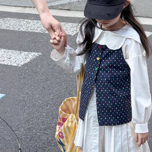新款 儿童韩系马甲2025秋季 女童彩点甜美百搭叠穿吊带坎肩上衣背心