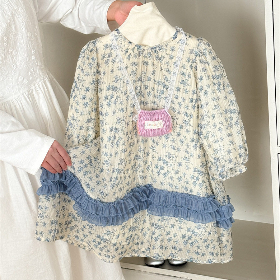 女童连衣裙碎花花边长袖2026春季新款韩版甜美洋气女宝宝时髦清新