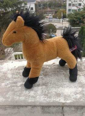 20414出口原单美国DOUGLAS精致棕色小马公仔正版毛绒玩具长33厘米