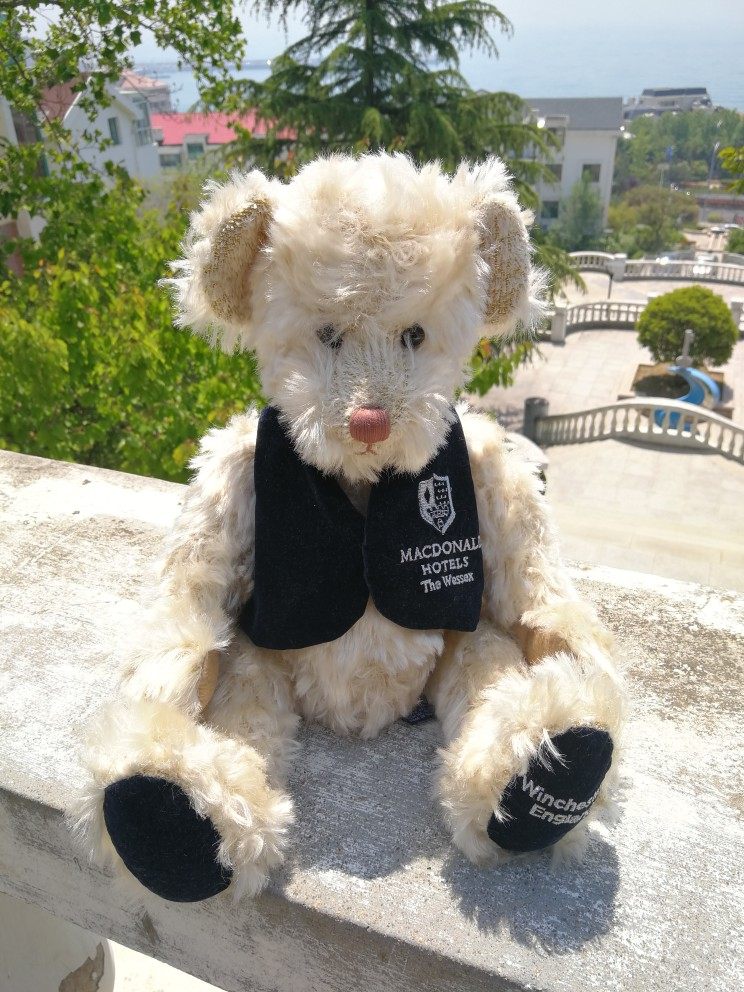 220517英国原单老款坐姿硬体收藏泰迪熊公仔正版毛绒玩具高38厘米