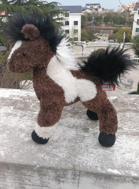 20414出口原单美国DOUGLAS精致棕色小马公仔正版毛绒玩具长25厘米