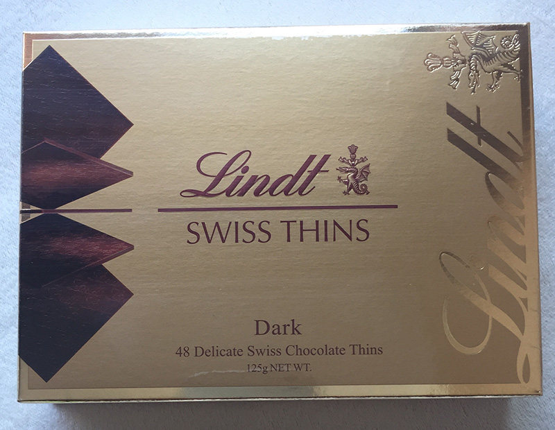 香港代购瑞士原装lindt瑞士莲薄片纯黑巧克力礼盒125g送礼佳品