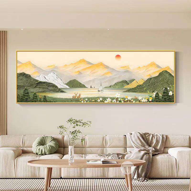 钻石画满钻方钻手工贴钻绣新款现代简约客厅床头山水风景日照金山