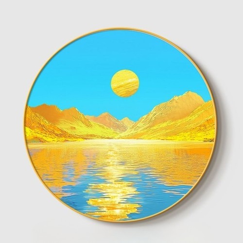 带框钻石画满钻魔方钻手工贴钻绣新中式客厅玄关圆形日照金山新款