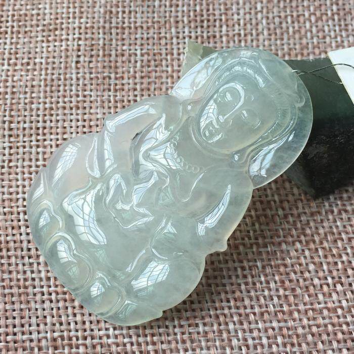 良玉正品老坑冰种淡绿缅甸玉天然翡翠观音吊坠A货 平安正装玉观音