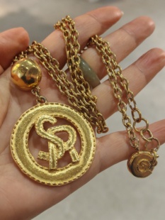 中古vintage品牌打标金色项链