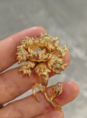 中古Vintage打标Mazer立体花朵胸针吊坠两用款