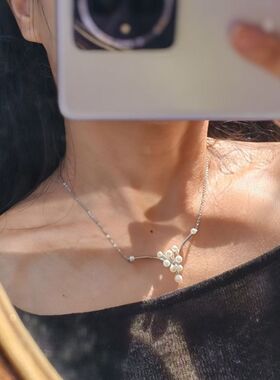 中古Vintage品牌打标akoya珍珠925银项链