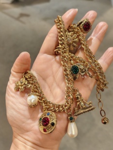 中古Vintage品牌打标琉璃珍珠项链