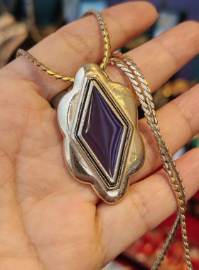 中古vintage珐琅彩品牌打标项链