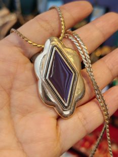 中古vintage珐琅彩品牌打标项链