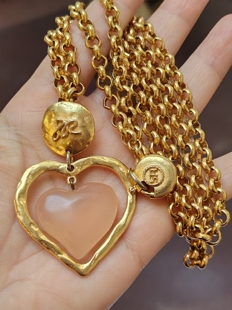 中古品牌打标SR爱心琉璃项链特价