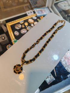 中古vintage打标Rope小香风皮项链