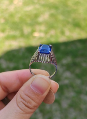 中古Vintage925银 有色石时装戒指