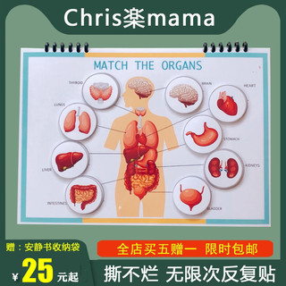 安静书幼儿童英文人体结构解剖早教书身体认知启蒙手工diy成品